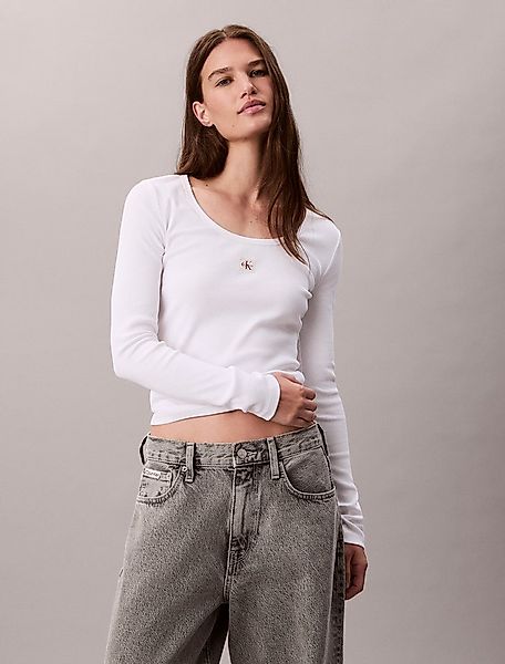 Calvin Klein Jeans Langarmshirt LS WOVEN LABEL 2X2 RIB SCOOP NEC Mit Rundha günstig online kaufen