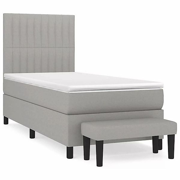 vidaXL Boxspringbett mit Matratze Hellgrau 100x200 cm Stoff1392962 günstig online kaufen