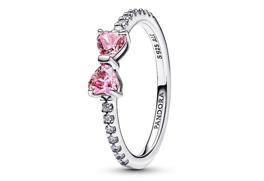 Pandora Silberring Damen-SilberFunkelnde Pinkfarbene Schleife günstig online kaufen