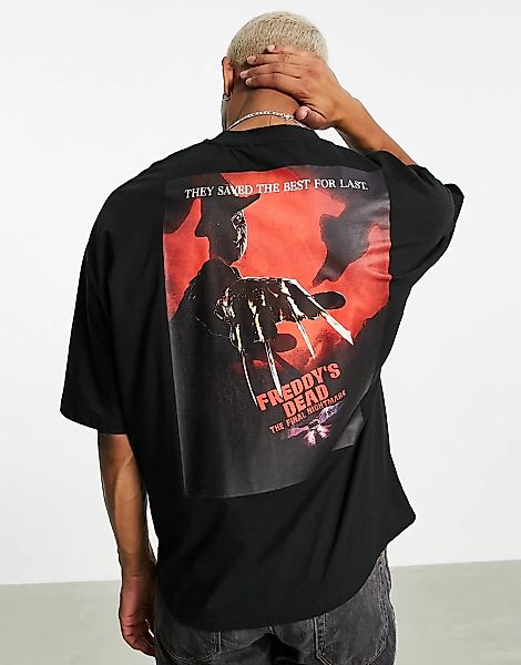 ASOS DESIGN – Oversize-T-Shirt in Schwarz mit „The Nightmare on Elm Street“ günstig online kaufen