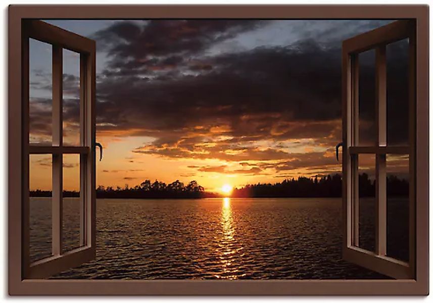 Artland Leinwandbild »Sonnenuntergang am See, braunes Fenster« Seebilder 1 günstig online kaufen