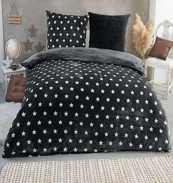 Malika Wendebettwäsche 200x200 + 2x 80x80 cm Cashmere Touch Sterne Bettwäsc günstig online kaufen