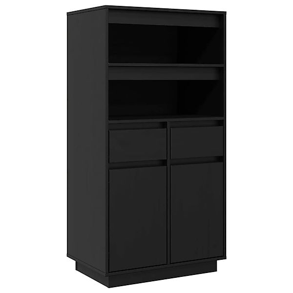 vidaXL Highboard Schwarz 60x40x116,5 cm Massivholz Kiefer 814538 günstig online kaufen