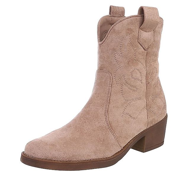 Ital-Design Elegante Cowboy-Stiefel aus Kunstleder mit Blockabsatz Westerns günstig online kaufen