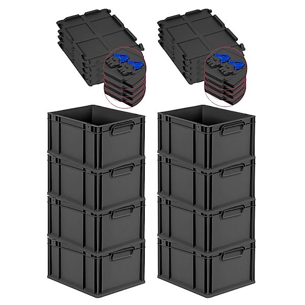 PROREGAL SuperSparSet 8x Eurobox Nextgen Grip Mit Scharnierdeckel Und Blaue günstig online kaufen