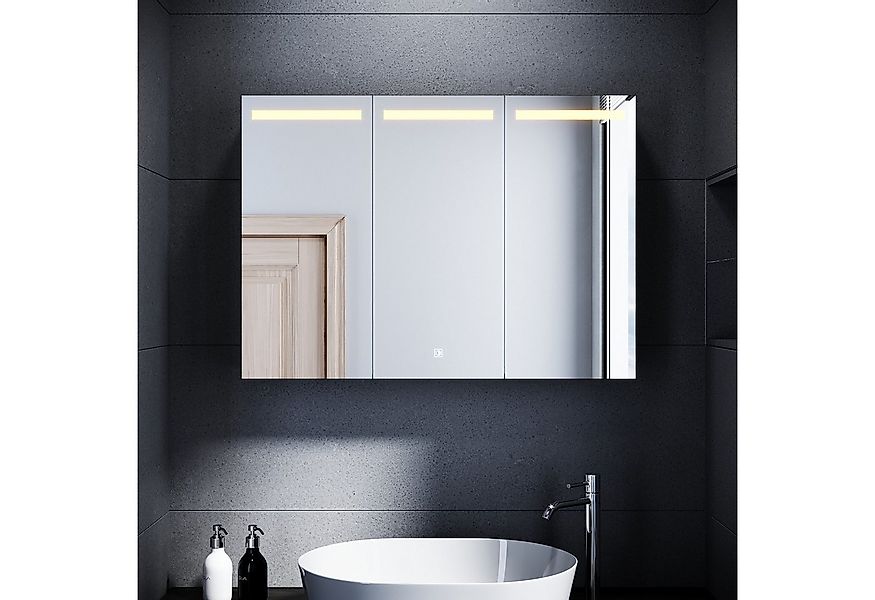 SONNI Spiegelschrank Spiegelschrank bad mit beleuchtung 105x65cm Edelstahl günstig online kaufen