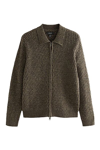 Next Strickjacke Strukturierter Regular Fit Pullover mit RV (1-tlg) günstig online kaufen