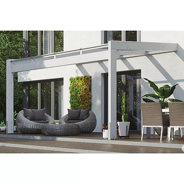 Skan Holz Terrassenüberdachung Novara 450 cm x 309 cm Weiß günstig online kaufen