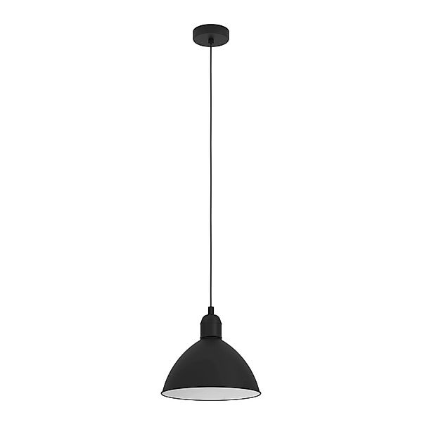 Eglo Pendelleuchte Priddy Schwarz - Weiß Ø 30,5 cm x 110 cm 1-flammig günstig online kaufen