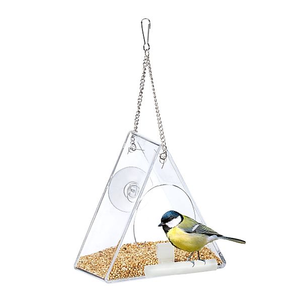 relaxdays Vogelhaus Vogelfutterhaus für Fenster dreieckig günstig online kaufen
