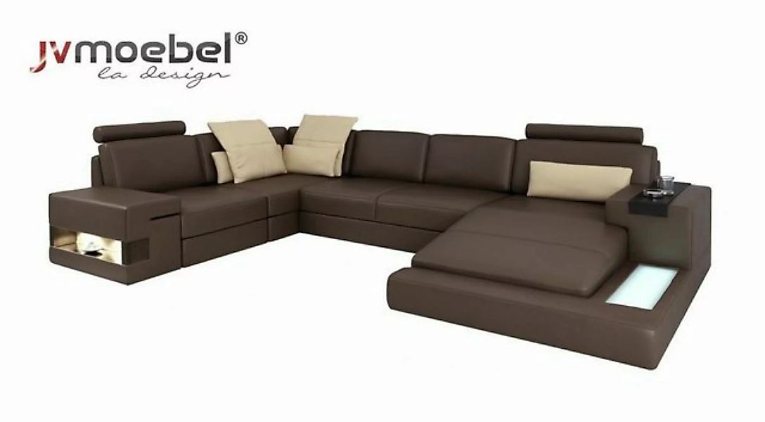 JVmoebel Ecksofa, Design Ecksofa U-form Bettfunktion Couch Textilleder Sofa günstig online kaufen