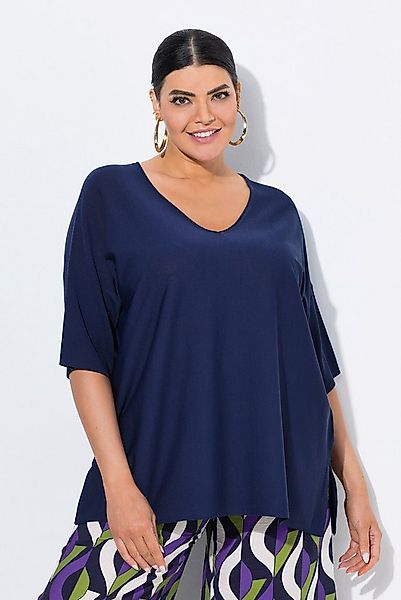 Ulla Popken Strickpullover Pullover Oversized V-Ausschnitt Halbarm günstig online kaufen