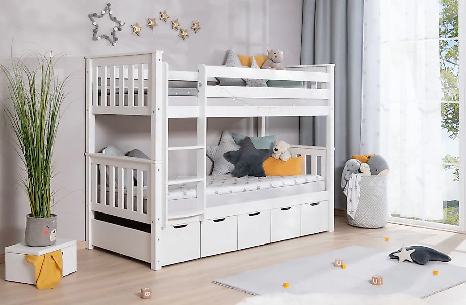 Ticaa Etagenbett "Sammy" 90x200cm, mit Stauraum, umbaubar zu 2 Einzelbetten günstig online kaufen