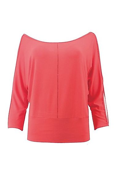 Passioni Langarmshirt Sommer Top in Koralle mit Schlitzen an den Ärmeln günstig online kaufen