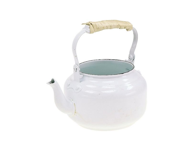 Viana Gießkanne Deko Teekessel Übertopf Metall Weiß Shabby Chic Ø8,6cm H16c günstig online kaufen