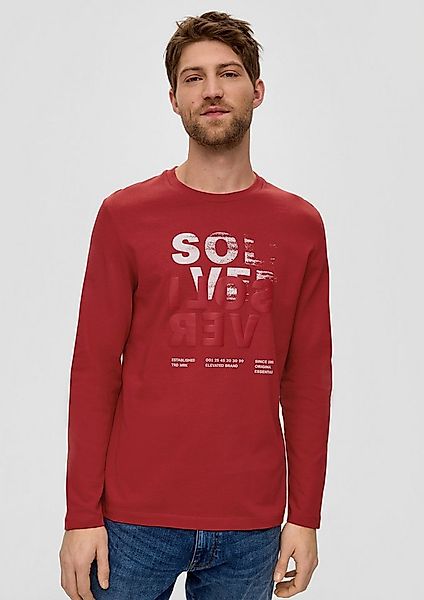 s.Oliver Langarmshirt T-Shirt Longsleeve mit gummiertem Label-Print günstig online kaufen