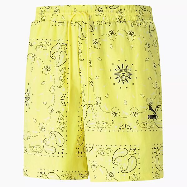 PUMA OB Herren Gewebte Shorts | Mit Abstract Muster | Mehrfarbig | Größe: X günstig online kaufen
