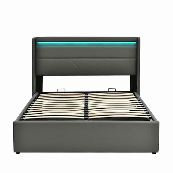 Gotagee Polsterbett Hydraulisch Polsterbett Doppelbett mit LED+Stauraum Wei günstig online kaufen
