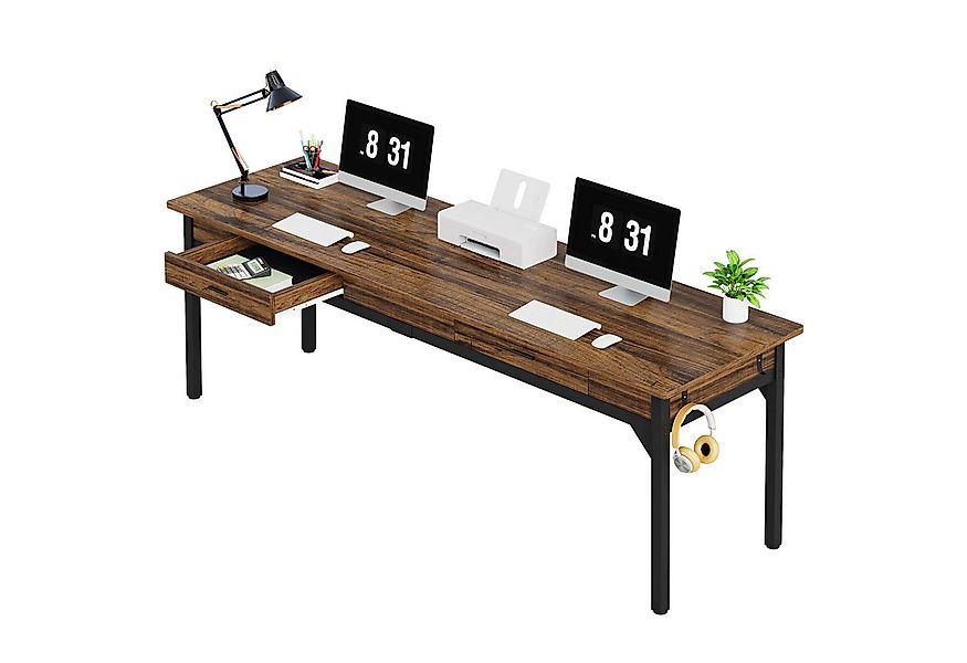 Tribesigns Doppelschreibtisch 200cm lange Computertisch mit 2 Schubladen, S günstig online kaufen