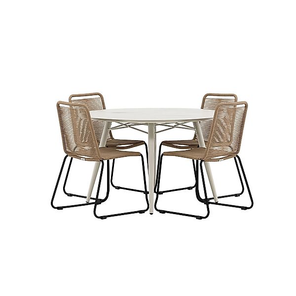 ebuy24 LinaLindos Gartenset 1 Esstisch 4 Stühle Beige Tisch cm H74xB120xT12 günstig online kaufen