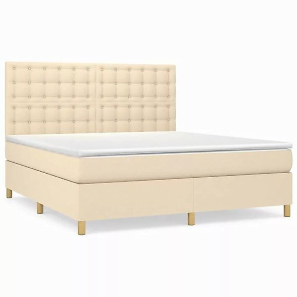 vidaXL Boxspringbett Boxspringbett mit Matratze Creme 180x200 cm Stoff Bett günstig online kaufen