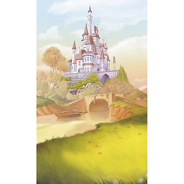 Komar Vlies Fototapete Disney Princess Belle Castle River Bunt günstig online kaufen