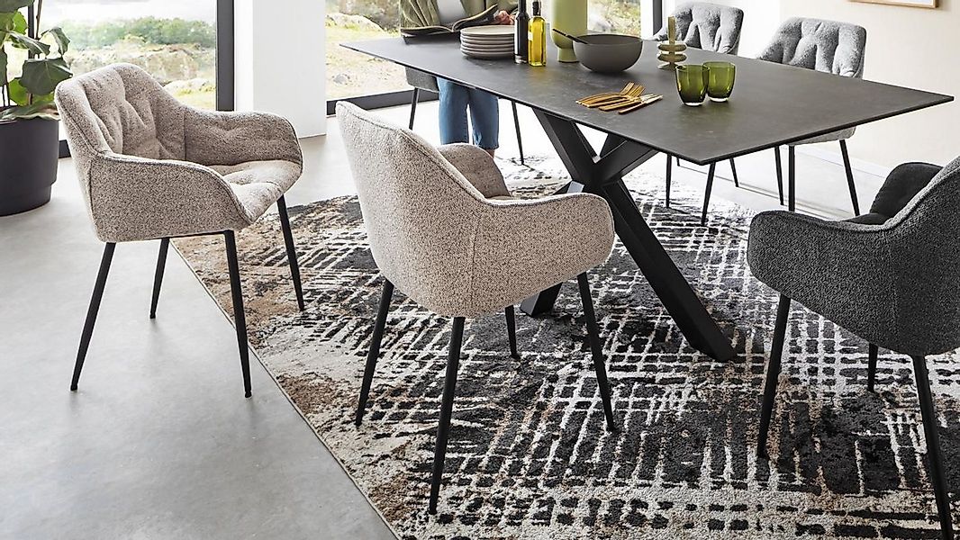 ACTONA GROUP Stuhl 2er Set Stuhl Brooke Armlehnstuhl beige Metallgestell sc günstig online kaufen