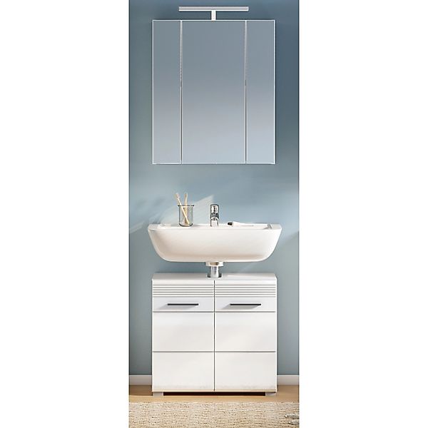 Inn.Furn Badmöbel-Set Weiß Hochglanz 2-teilig 60 cm 11 Fächer Leon günstig online kaufen