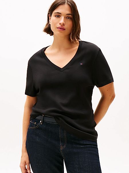 Tommy Hilfiger Curve V-Shirt "CRV SLIM CODY V-NK SS" in großen Größen, Baum günstig online kaufen