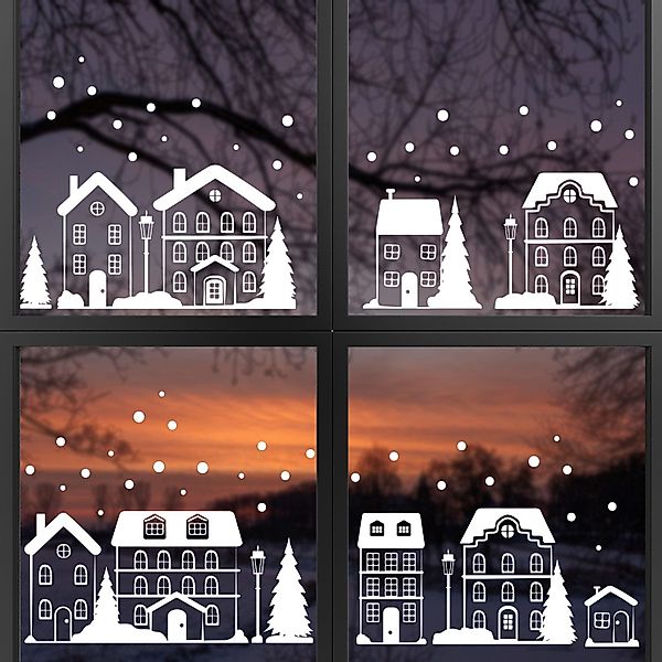 younikat Fensterdekoration Younikat Fensterbild Winter-Dorf 70 günstig online kaufen