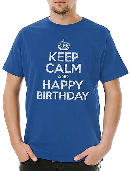 Urban Backwoods Print-Shirt Keep Calm And Happy Birthday Herren T-Shirt Geb günstig online kaufen
