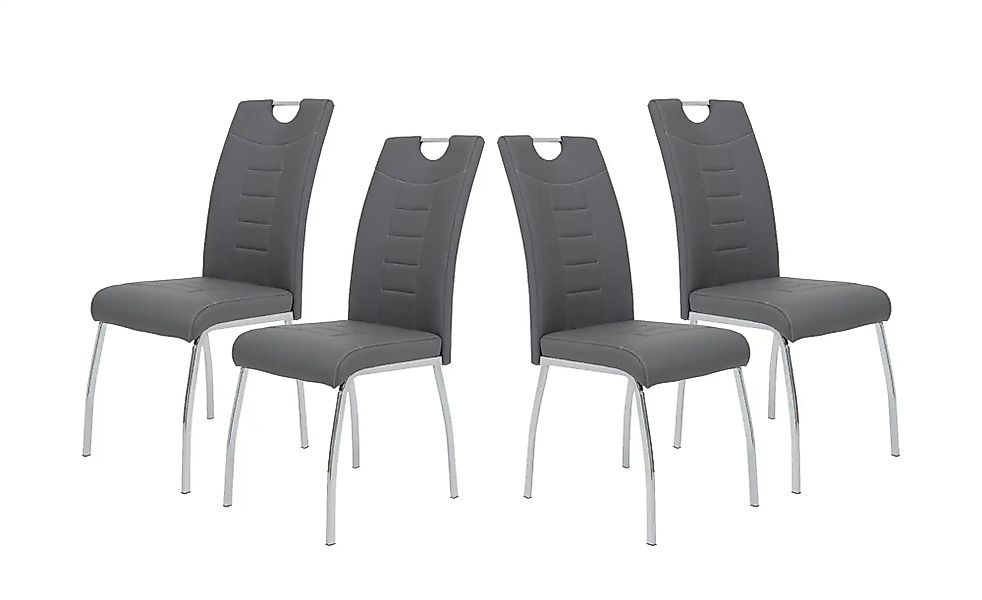 Polsterstuhl 4er-Set mit Griff Christopher ¦ grau ¦ Maße (cm): B: 64 H: 100 günstig online kaufen
