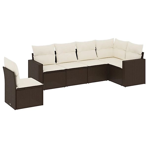 vidaXL 6-Tlg Garten-Sofagarnitur mit Kissen Braun Poly Rattan 3219023 günstig online kaufen