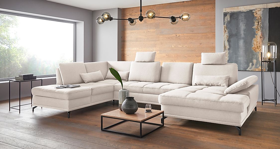 Places of Style Wohnlandschaft "Costello U-Form, B: 363 cm mit Sitztiefen-, günstig online kaufen