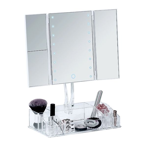 Wenko LED-Standspiegel mit Organizer Fanano Kunststoff 34.5 x 39 x 16.5 cm günstig online kaufen