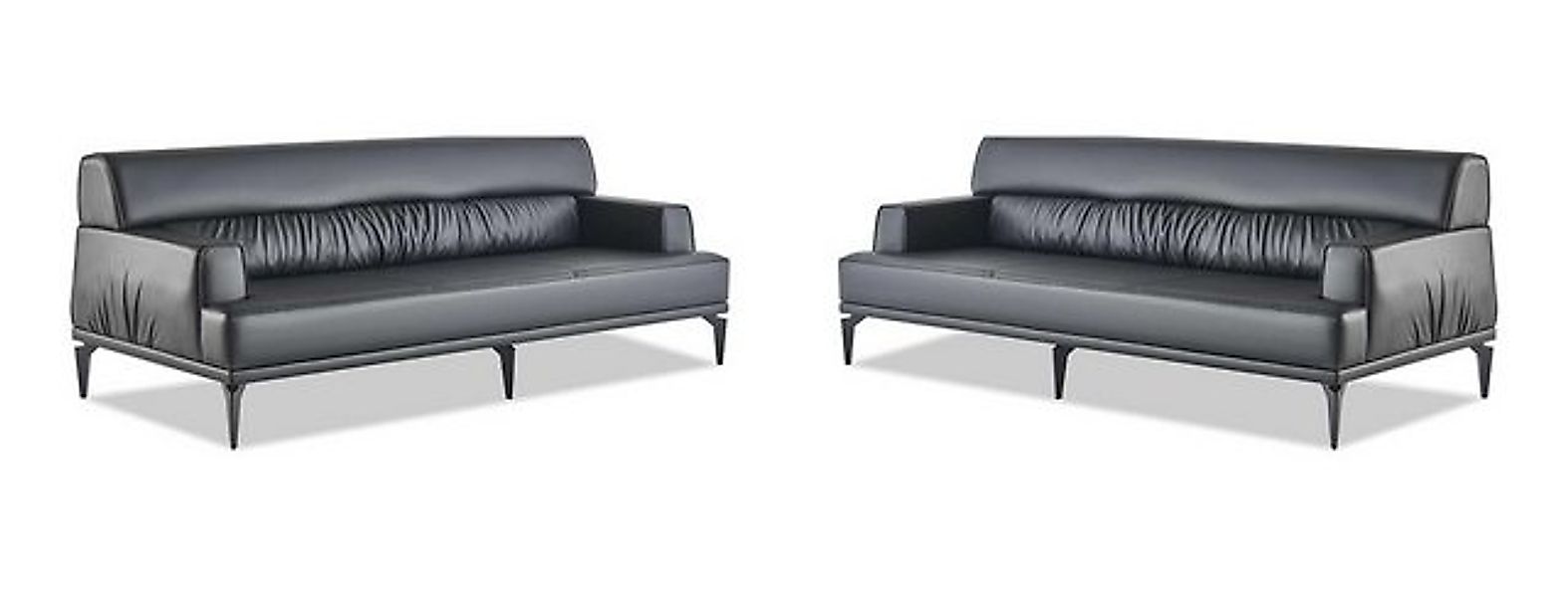 JVmoebel 3-Sitzer Sofas Leder Sofa-Set Schwarz 3-Sitzer Dreisitzig Ledersof günstig online kaufen