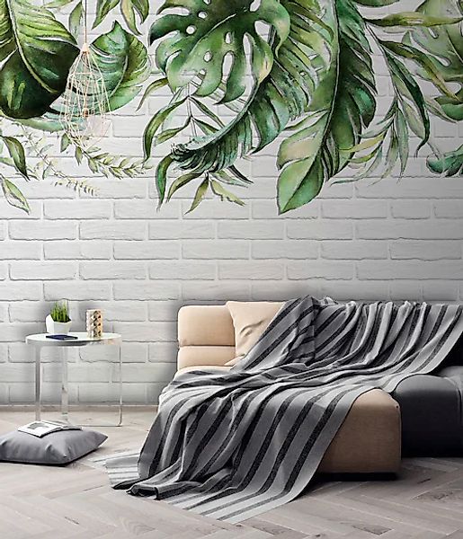 A.S. Création Vliestapete »Pflanzentapete Aquarell Grün Weiß Tropen« matt s günstig online kaufen