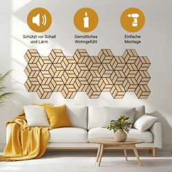 Homestyle4u Wandpaneel je 30x26 Hexagon Akustikpaneele günstig online kaufen