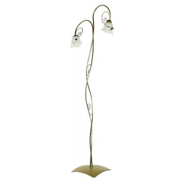 Florale Stehlampe Wohnzimmer in Gold Alabaster Glas günstig online kaufen