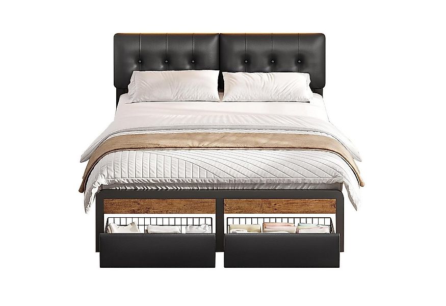 KIMENICH Metallbett Mit LED-Beleuchtung, 2 Schubladen und höhenverstellbare günstig online kaufen