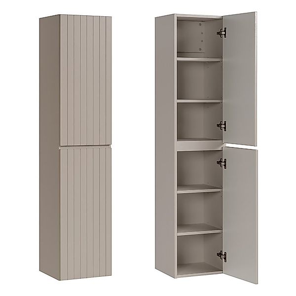 Lomadox Hochschrank IRAKLIO-56-CASHMERE Kaschmir, Rillen Design, günstig online kaufen