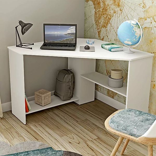 Computertisch Ecke weiß 80 cm breit melaminbeschichtet günstig online kaufen
