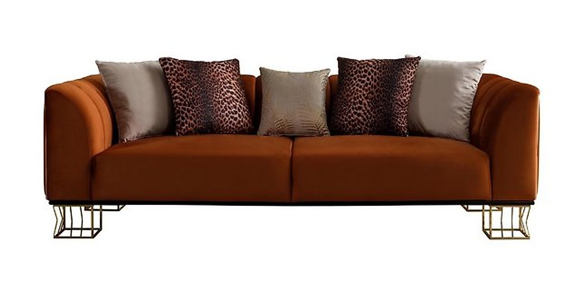 Xlmoebel 3-Sitzer Neue luxuriöse Orangefarbene 3-Sitzer Couch für das Wohnz günstig online kaufen