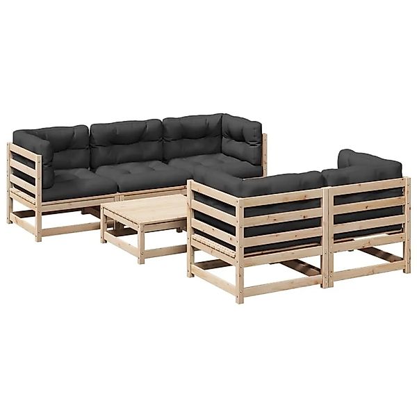 vidaXL 6-Tlg Garten-Sofagarnitur mit Kissen Massivholz Kiefer 3299290 günstig online kaufen