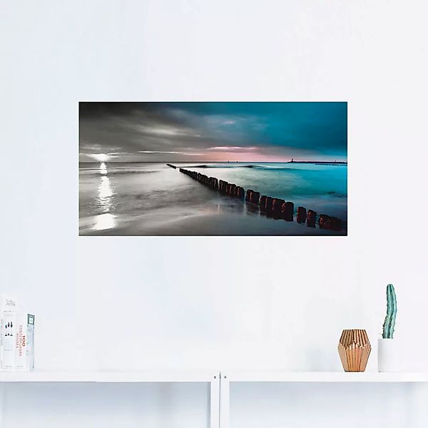 Artland Wandbild "Ostsee mit Sonnenaufgang s/w", Gewässer, (1 St.), als Lei günstig online kaufen