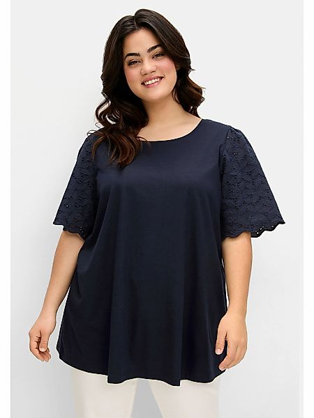 Sheego T-Shirt "Große Größen", mit Flügelärmeln aus Lochspitze günstig online kaufen