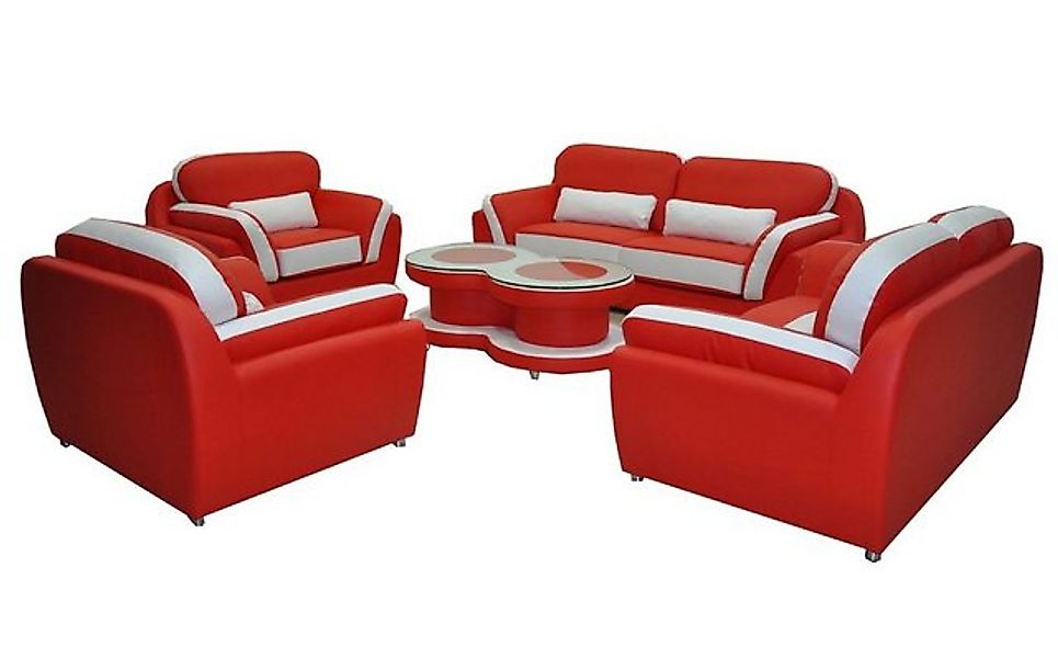 JVmoebel Sofa Rote Couchen Sofas Couch Garnitur Design Garnituren 3+2+1+1 S günstig online kaufen