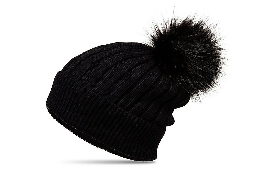 Caspar Bommelmütze MU204 Gefütterte Damen Strick Long Beanie Mütze mit Kuns günstig online kaufen