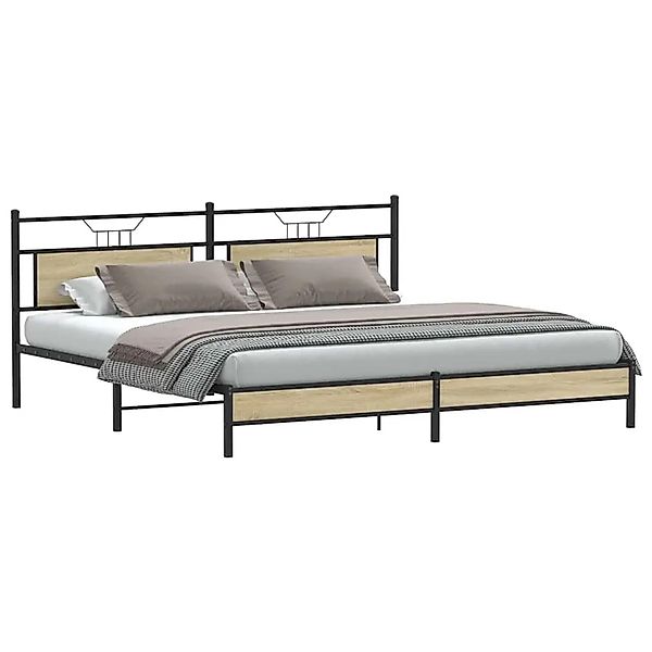 vidaXL Metallbett ohne Matratze Sonoma-Eiche 193x201 cm 3325118 günstig online kaufen
