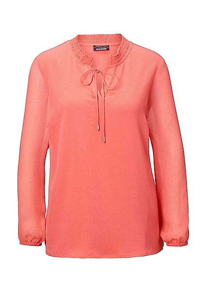 GOLDNER Chiffonbluse "Kurzgröße Elegante Jersey-Bluse mit Rundhals" Gummibu günstig online kaufen